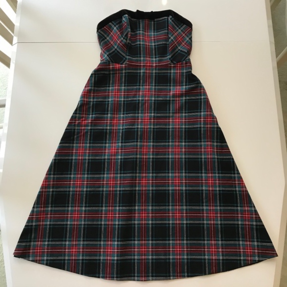 NWOT Strapless Love Circle Dress in Georgia Plaid